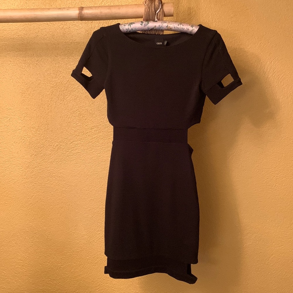 ASOS Black Body Contouring Dress with Cut Outs, Size 6, Used